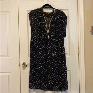 Black and White Polka Dot V-Neck Midi Sundress